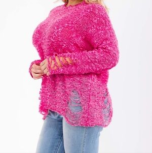 Vibrant Pink Textured Sweater